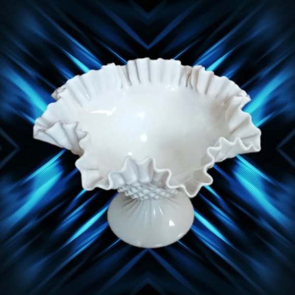 Other - Awesome hobnail milk glass ruffled compote dish